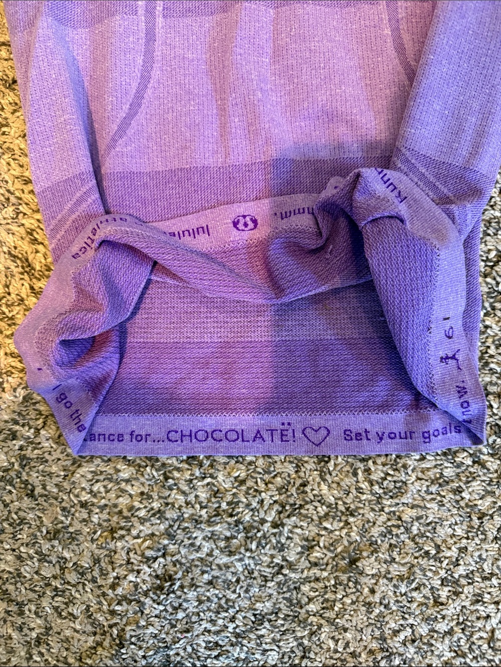 lululemon athletica Striped Purple Short Sleeve V-Neck Top - Picture 3 of 14